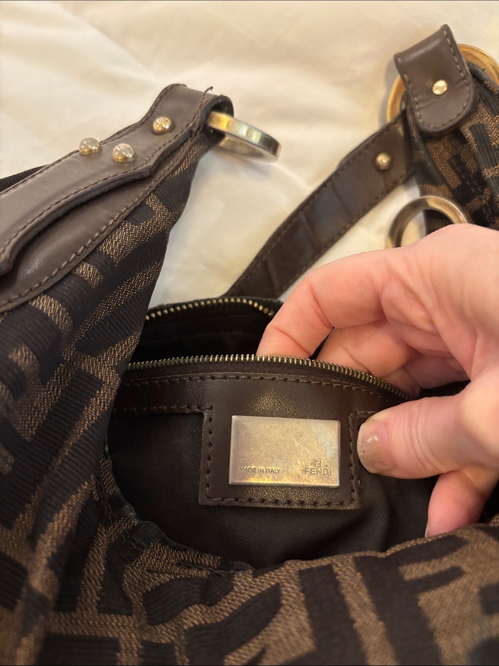 Fendi brown canvas Monogram Hobo Bag - Picture 15 of 16